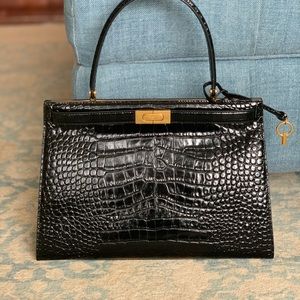 Tory Burch Lee Radziwill Croc Embossed Bag
